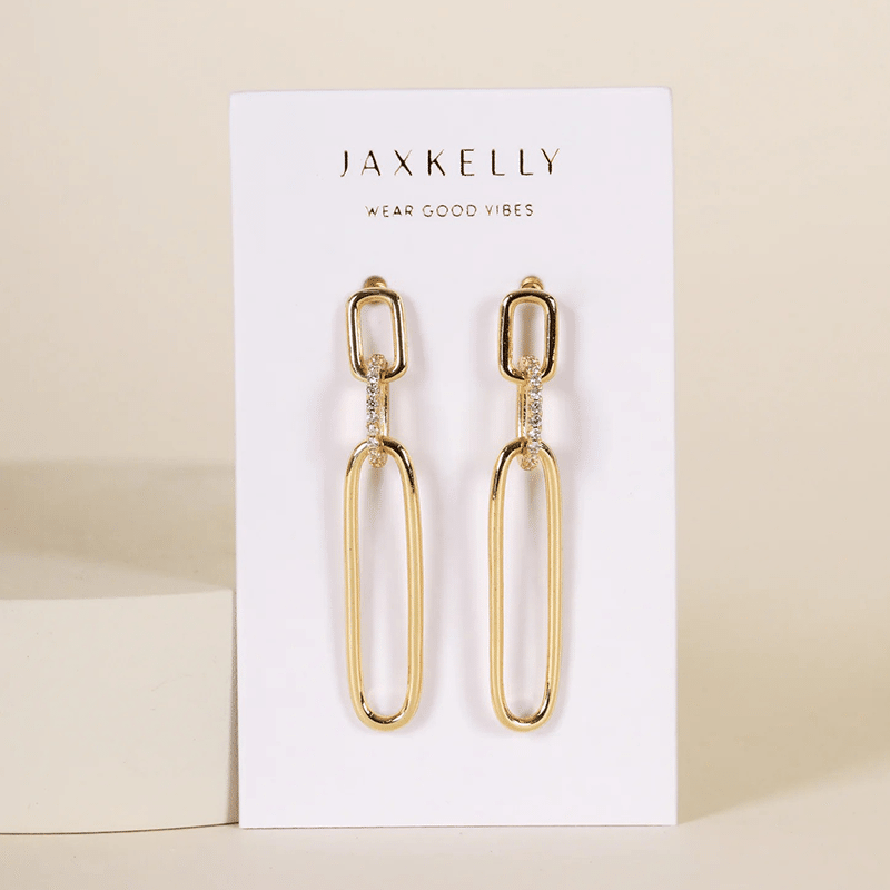 Pave Link Drop Earrings