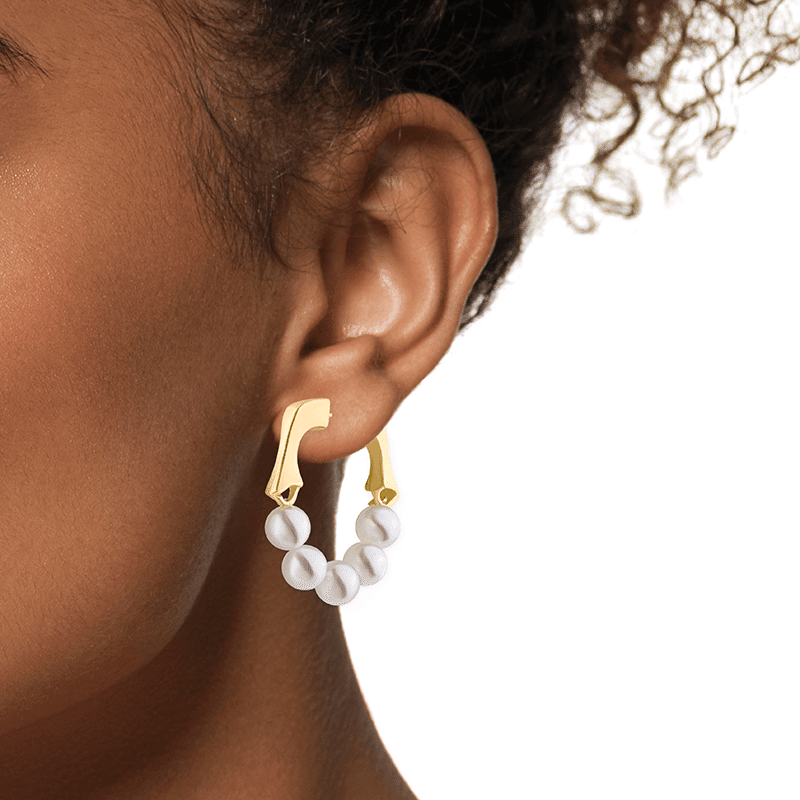 Half Pearl Hoop Earring