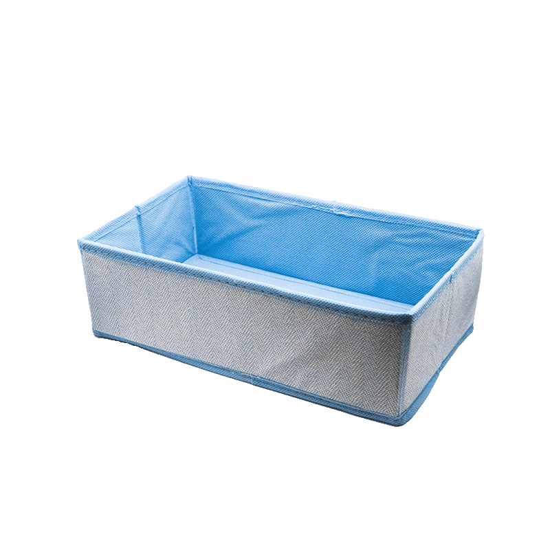 Fabric Drawer Organizer (2 Pack) (Blue Herringbone)
