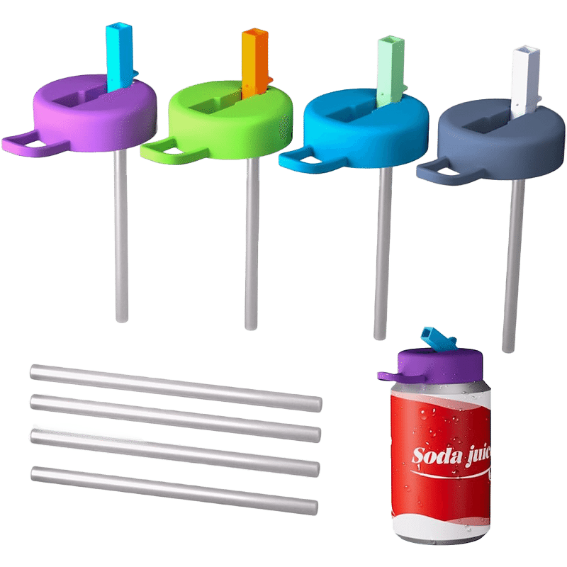 Can Cover with Straw (4 Pack)