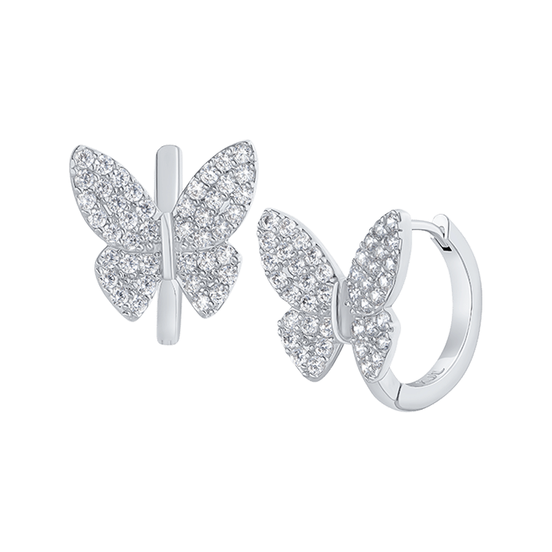 2 Cttw Pave Cz Butterfly Hoops