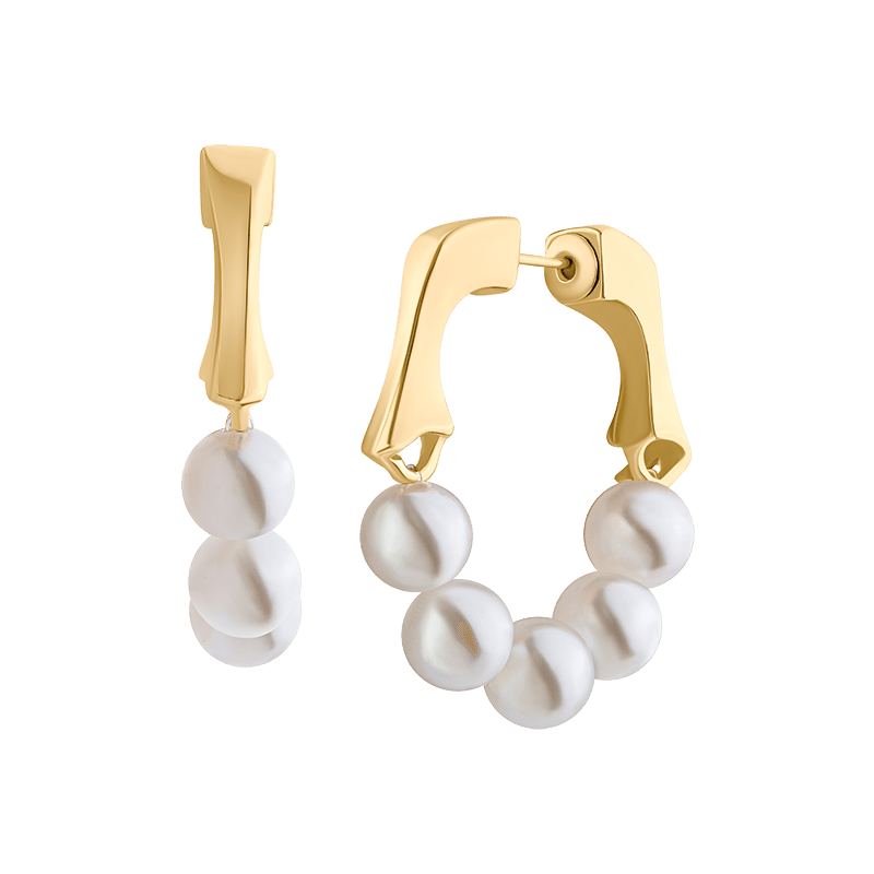 Half Pearl Hoop Earring