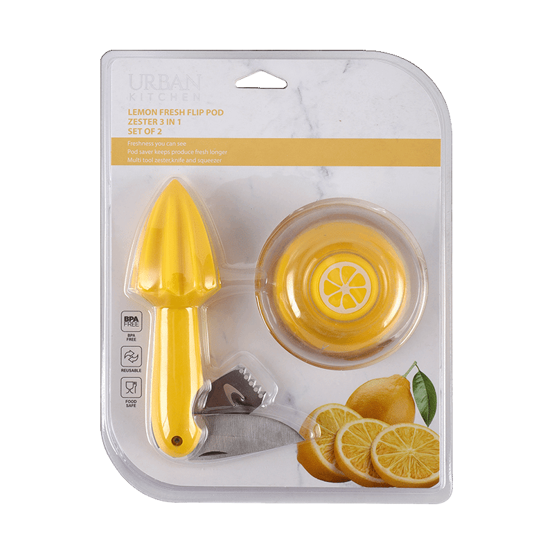 Picture of Lemon Pod Saver & Hand Juicer With Knife - Yellow