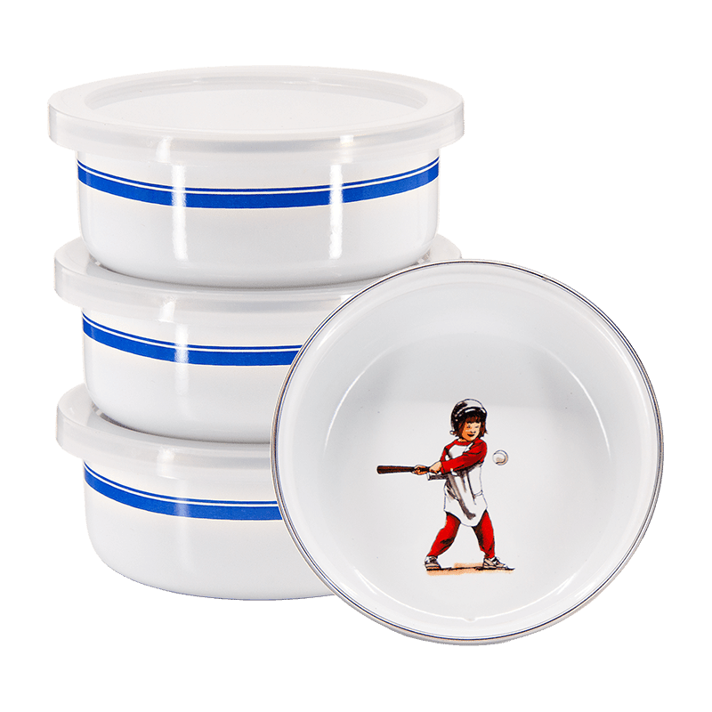 Set Of 4 Baseball Child Bowls