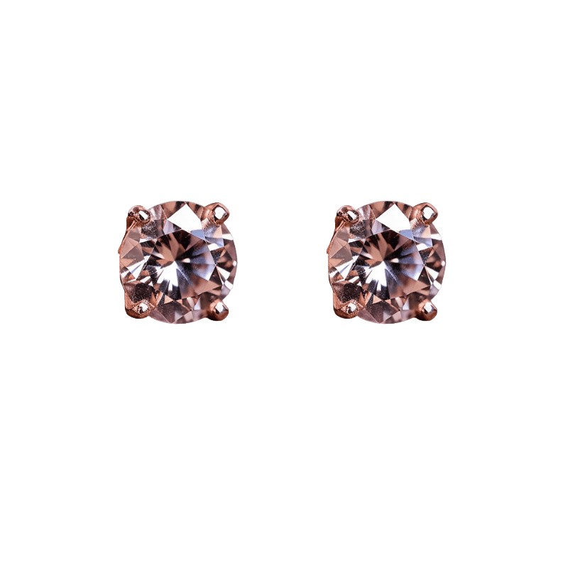 18K Rose Gold Plated Sterling Silver Lab-Grown Morganite Stud Earrings