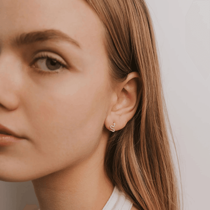 Pave Stud Snake Earrings