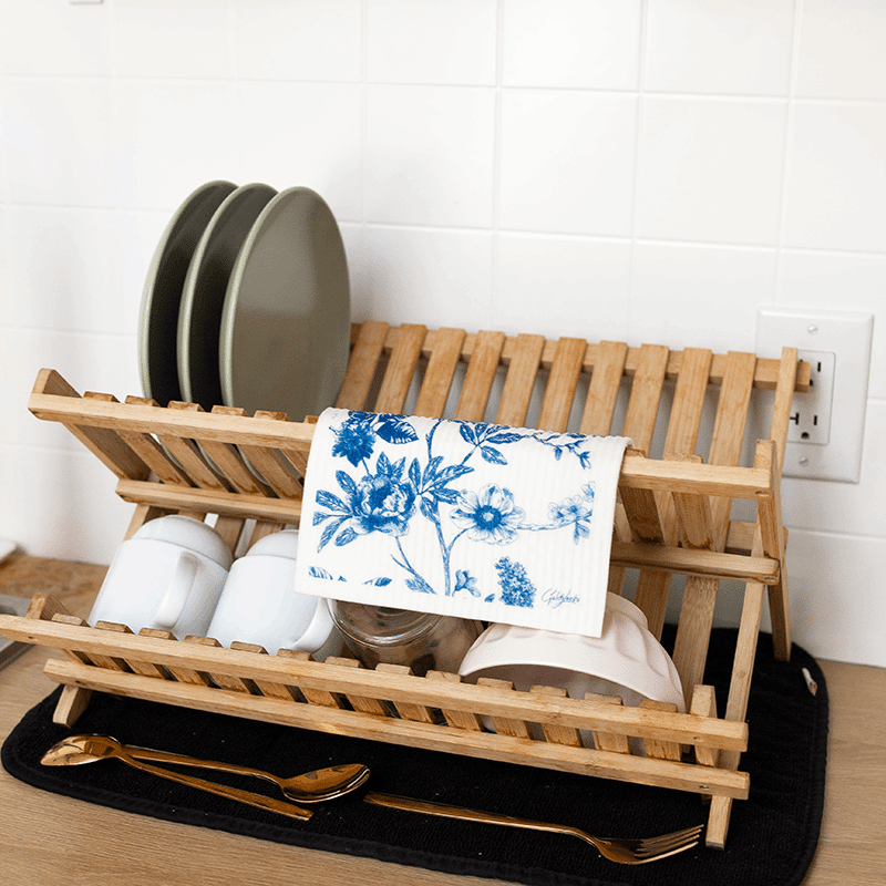 Blue Floral Reusable Dishcloth