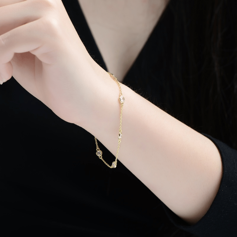 14K Gold Plated Brass Bezel Bracelet