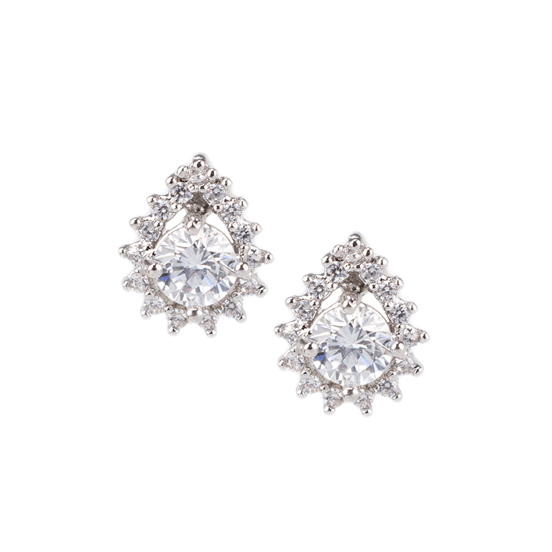 3 Cttw Pear/Round Cz Framed Studs