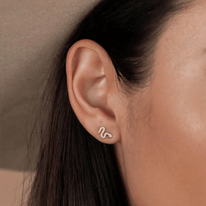 Pave Stud Snake Earrings
