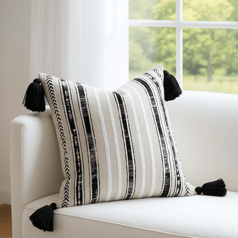 Chenille Striped Jacquard Throw Pillow Cover (2 Pack)