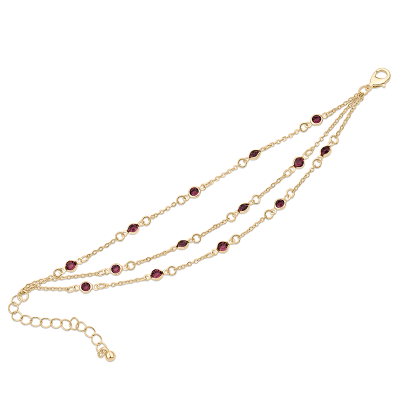 3 Row Stone Station Bracelet