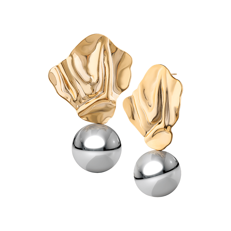 Fluid 2 Tone Metal Statement Earring