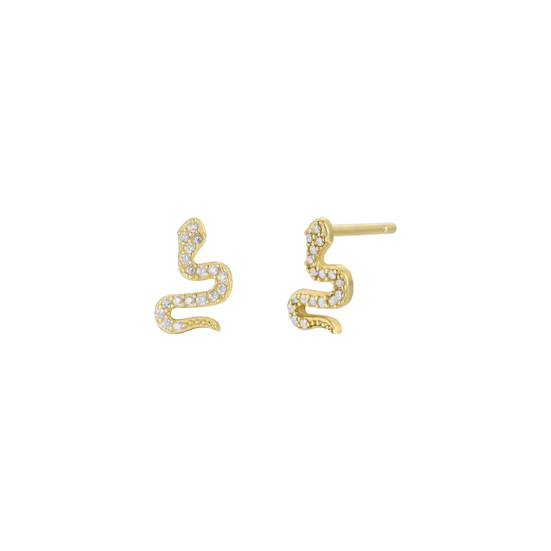 Pave Stud Snake Earrings