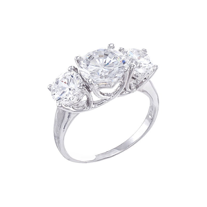 4Cttw Round Cz Ring Triple Classic - Size 6