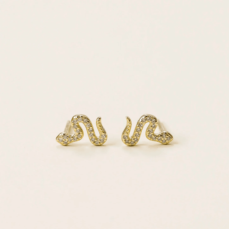 Pave Stud Snake Earrings
