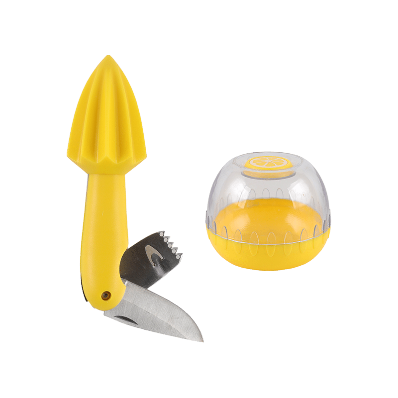 Lemon Pod Saver & Hand Juicer With Knife - Yellow