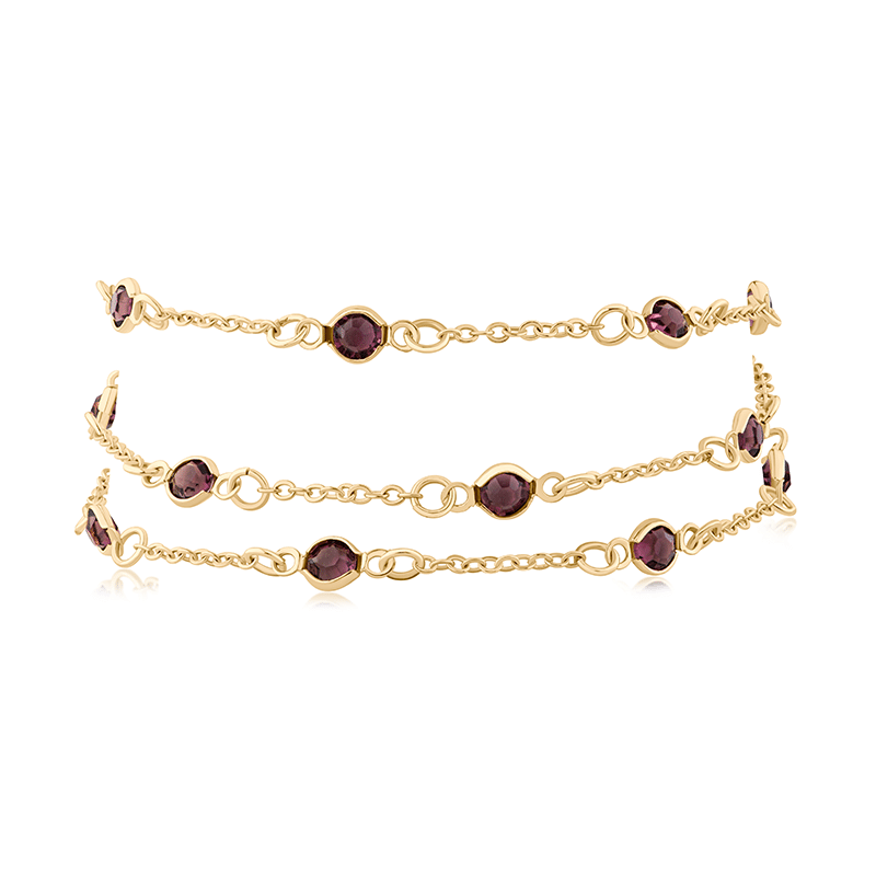 3 Row Stone Station Bracelet