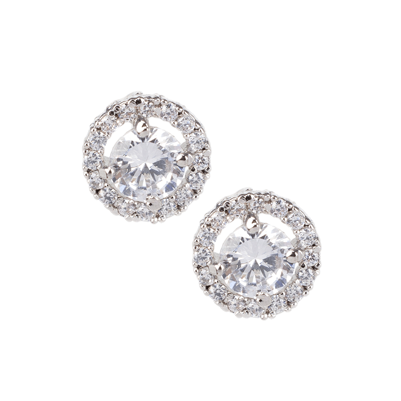 3 Cttw Round Cz With Border Studs