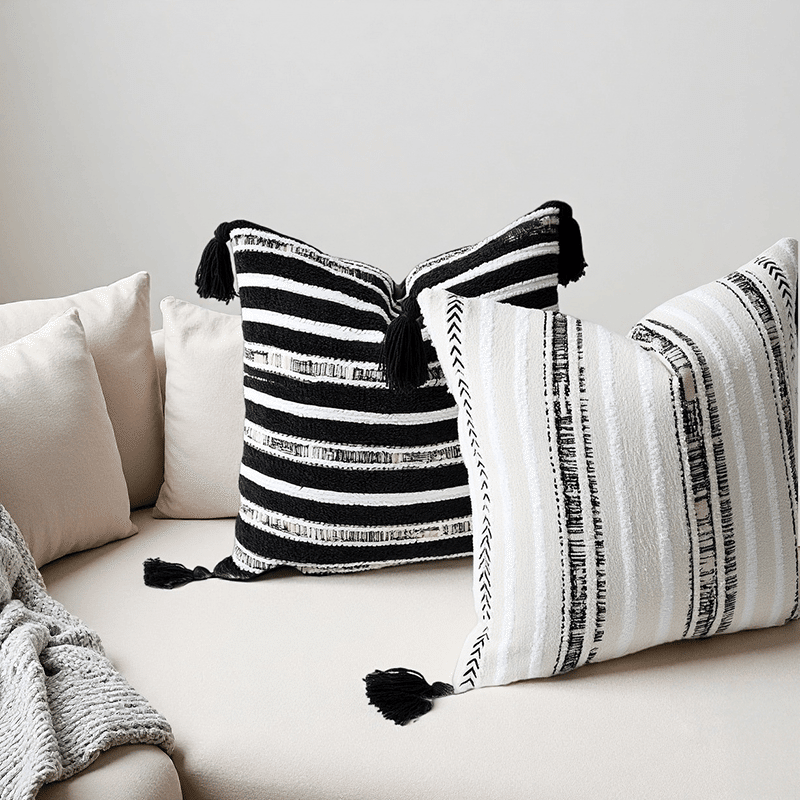 Chenille Striped Jacquard Throw Pillow Cover (2 Pack)