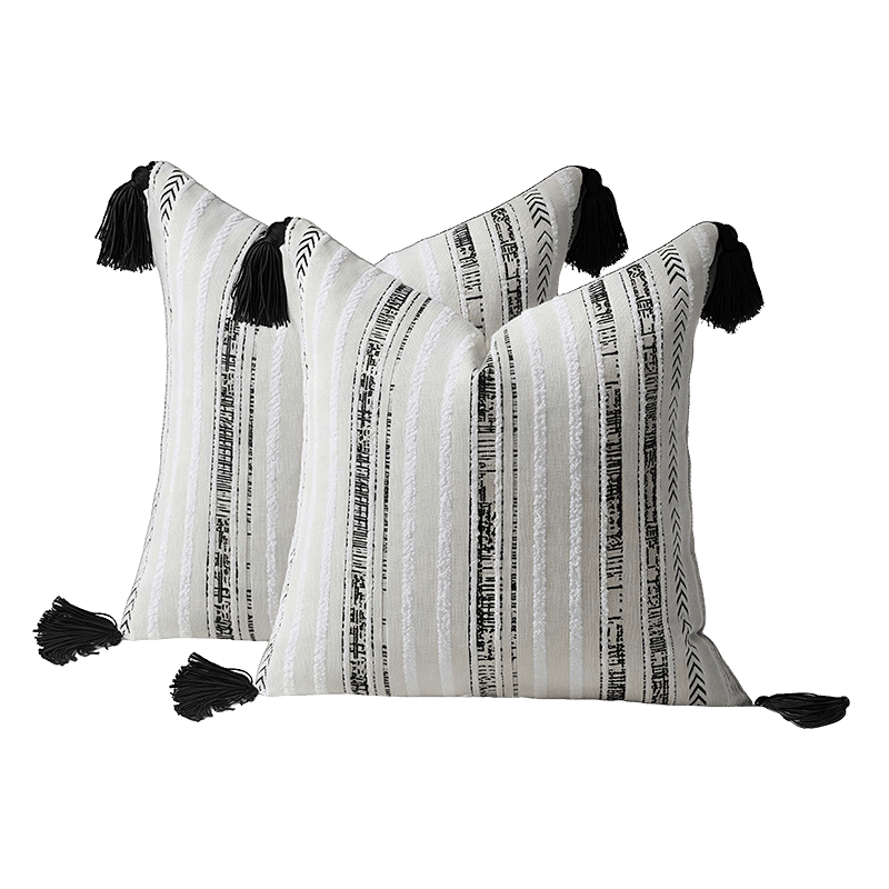 Chenille Striped Jacquard Throw Pillow Cover (2 Pack)