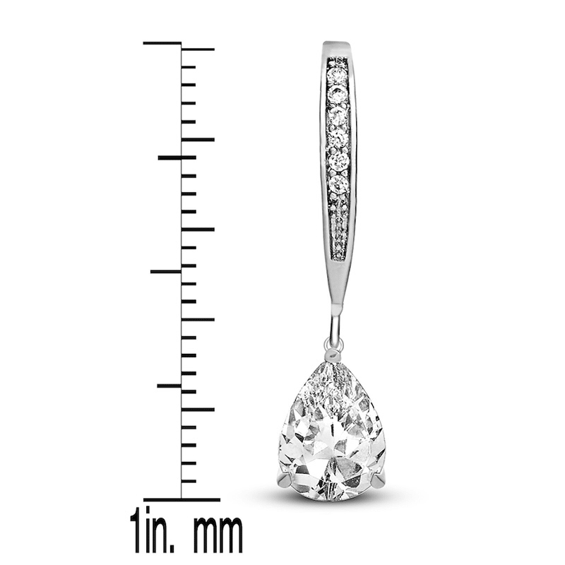 Rhodium Plated Sterling Silver Teardrop Hoop Earrings
