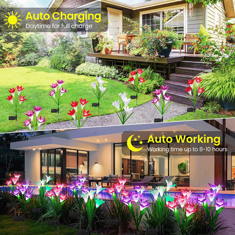 Solar Powered Flower Garden Lights (4 Pack)