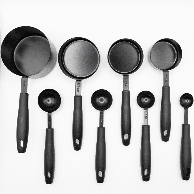 8 Piece Measuring Cup Set with Black Handles