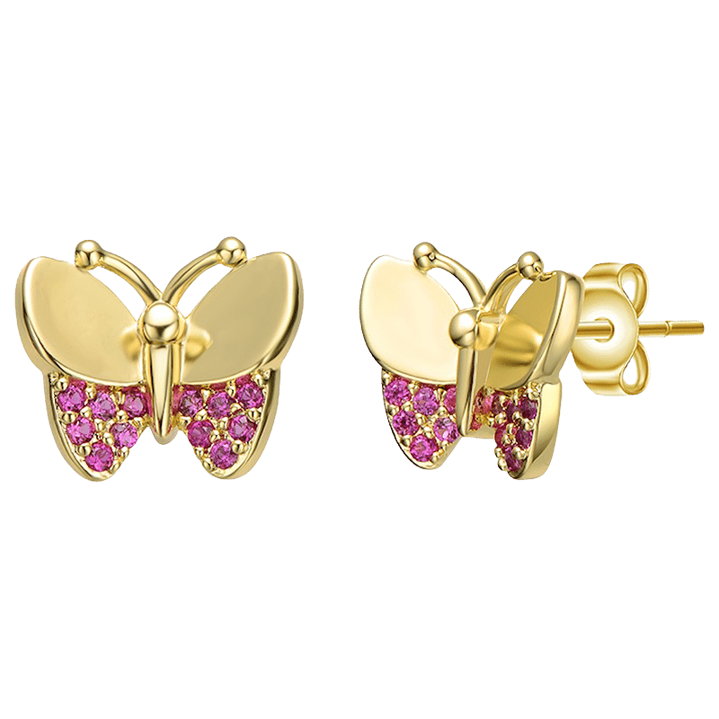 14K Gold Plated Butterfly Stud Earrings