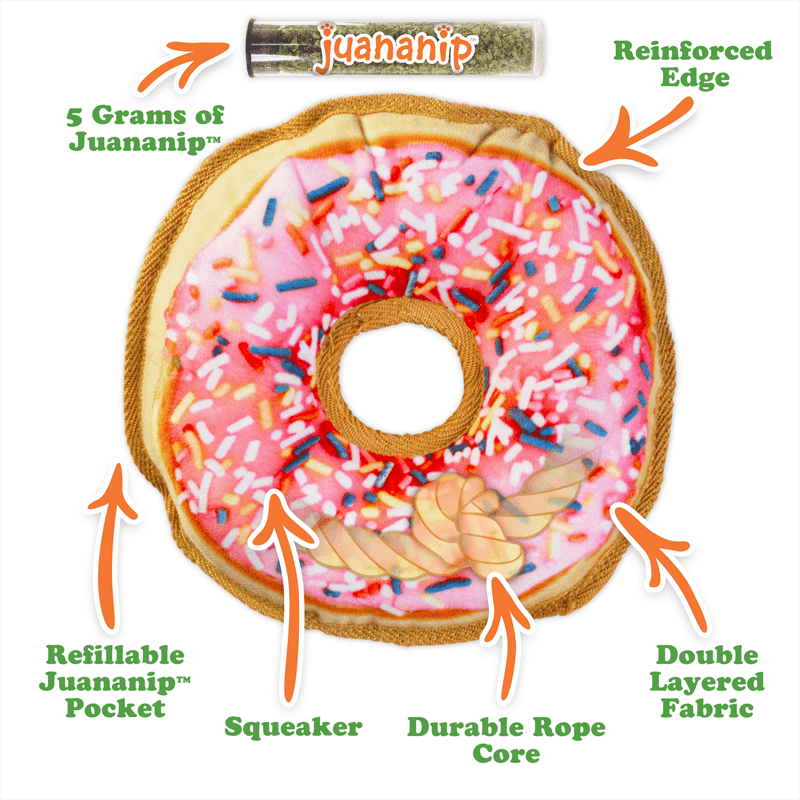 Tuffer Chewer Pink Donut Refillable Dog Toy