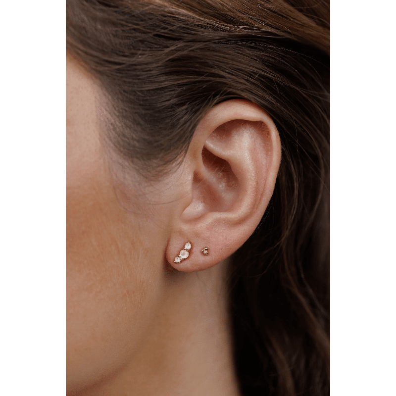 Crescent Gold Earrings - Pearl