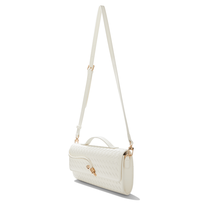 East West Clutch with Crossbody Strap (Cream)