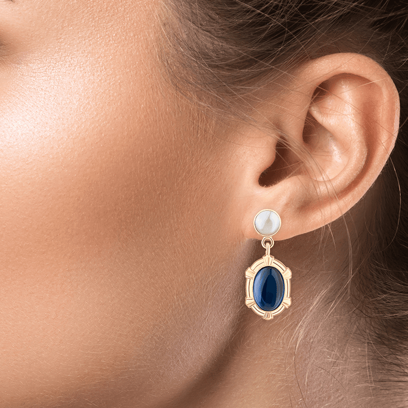 Royal Oval W/Pearl Drop Earring