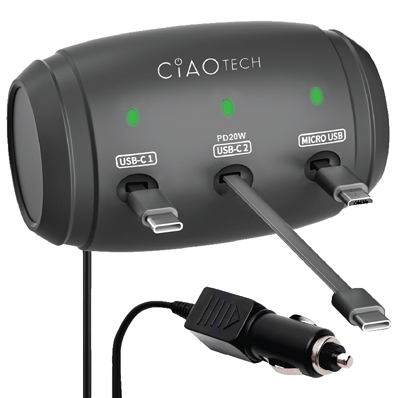 3-in-1 Retractable Backseat Car Charger