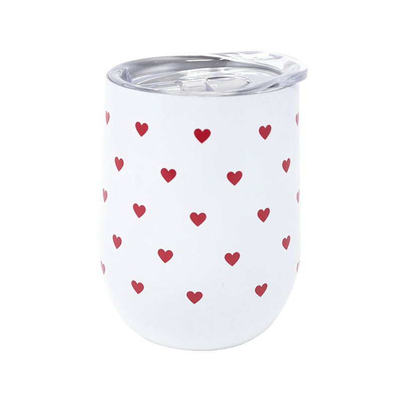 Stainless Steel Wine Tumbler, Mini Hearts Red
