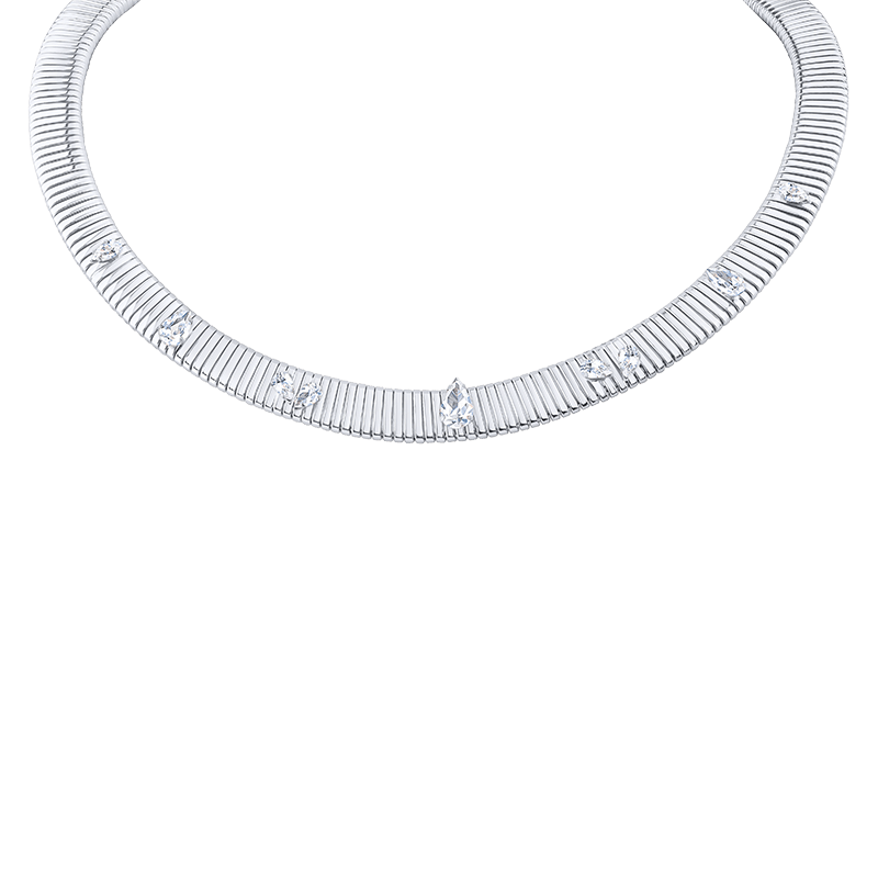 Vintage Scattered Cz Omega Necklace