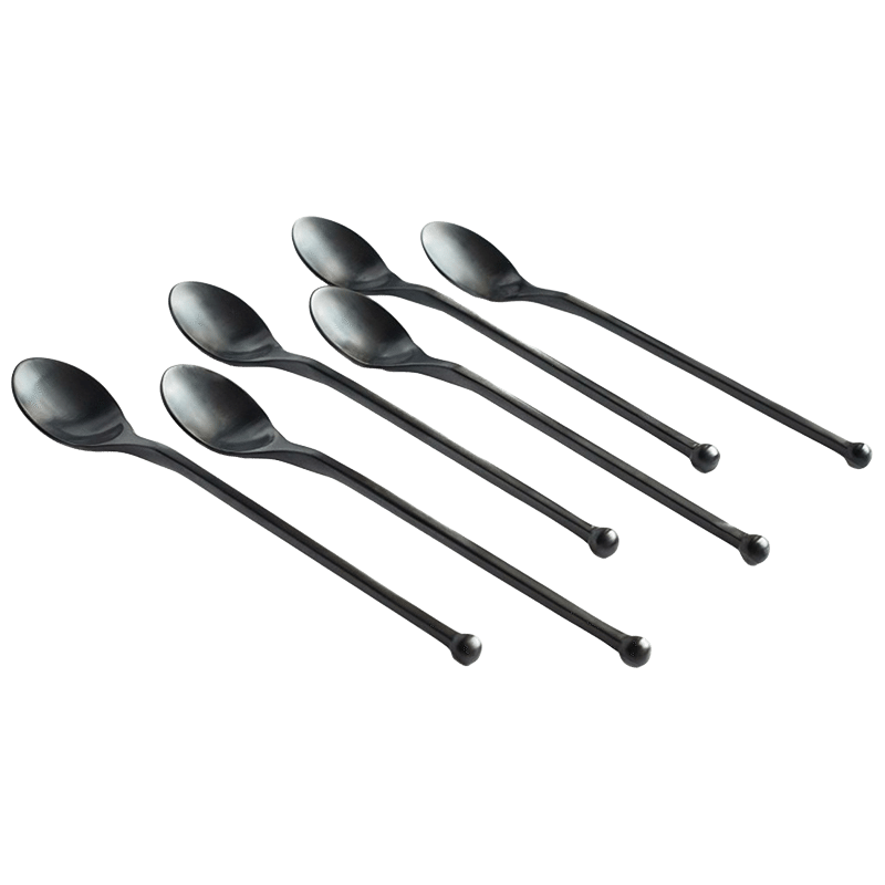 Set of 6 Matte Black Iced Tea Spoons
