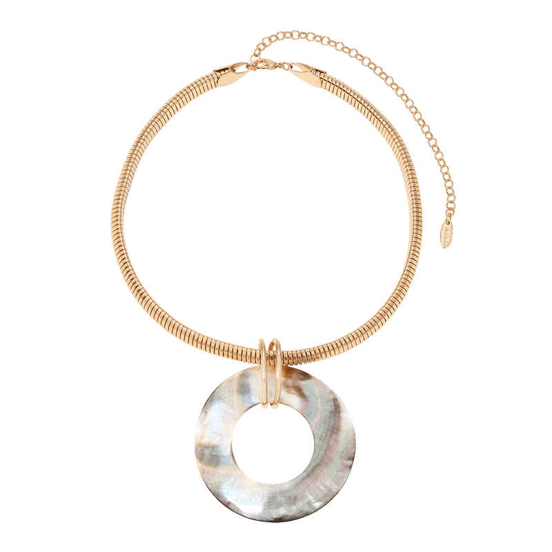 Shell Donut Pendant Flex Necklace
