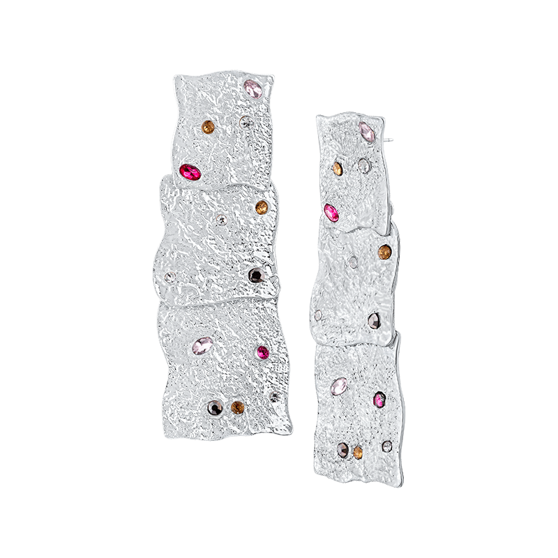 Multi Color Segmented Statement Earring