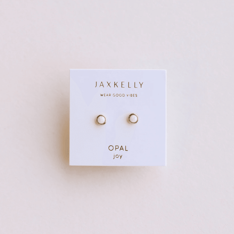 Simple Stud - White Opal- Earring