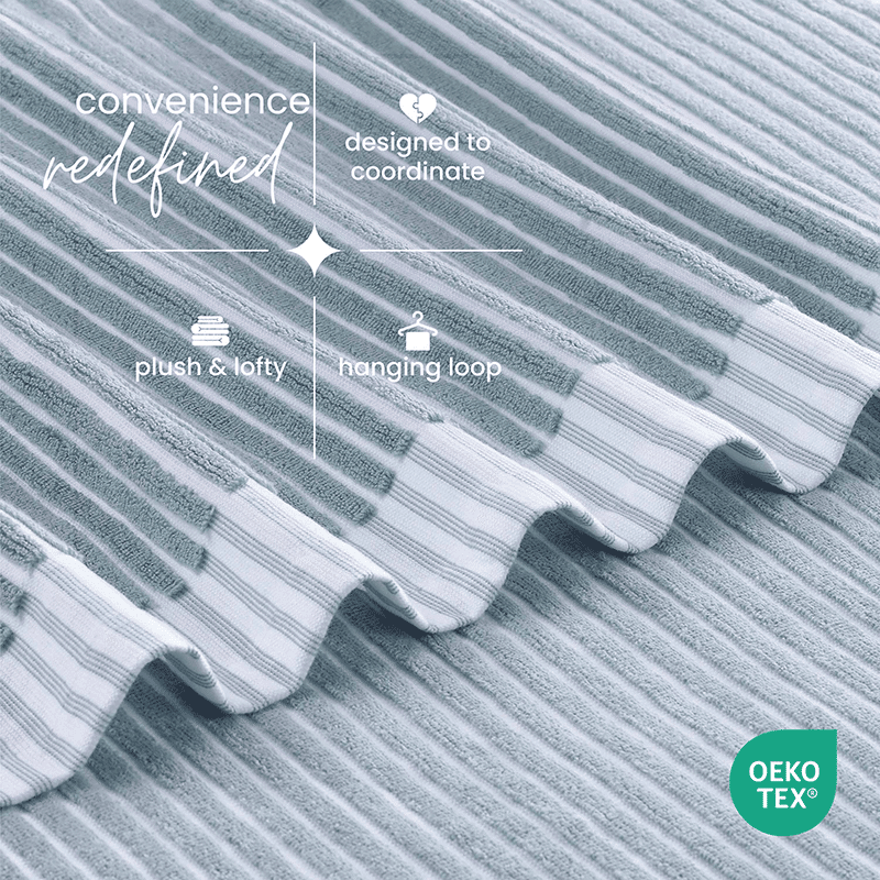 Martex Restore Sculpted Stripe Light Blue Bath Towel