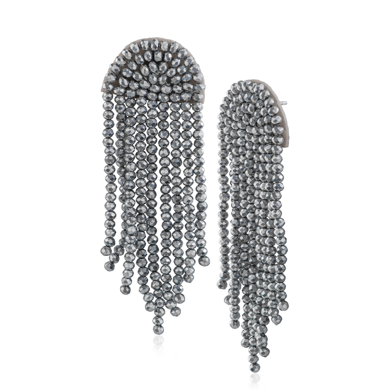 Beaded Waterfall Multi Strand Post Earrings