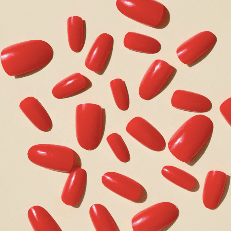 True Red Press On Nails