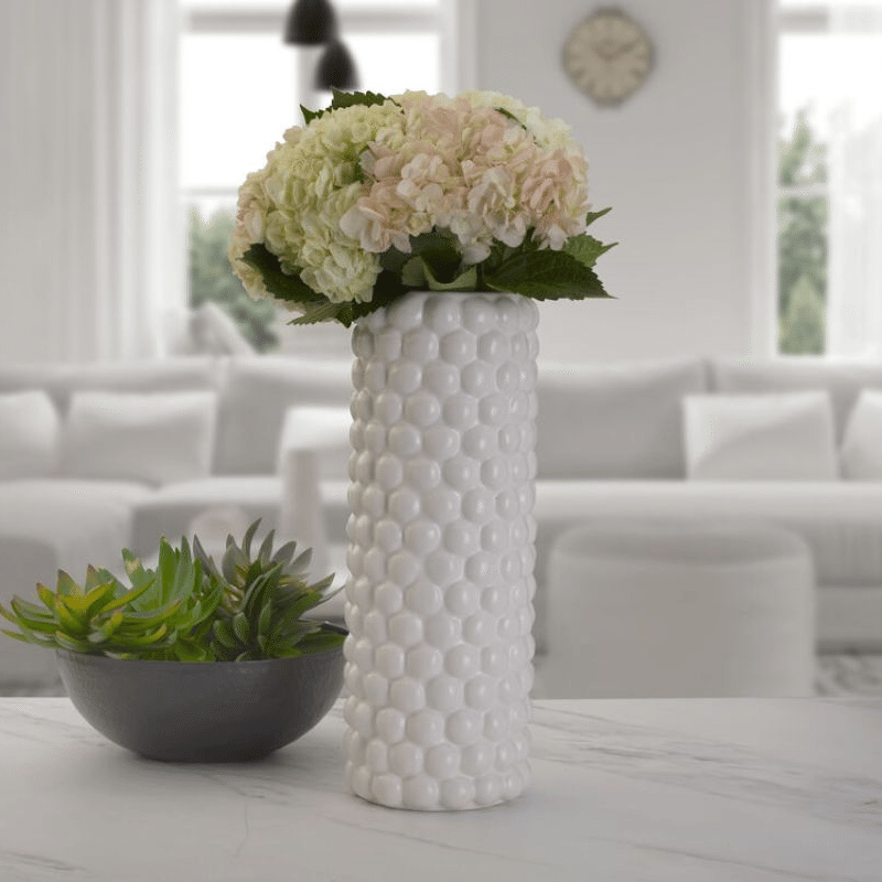12" White Cable Knit Vase