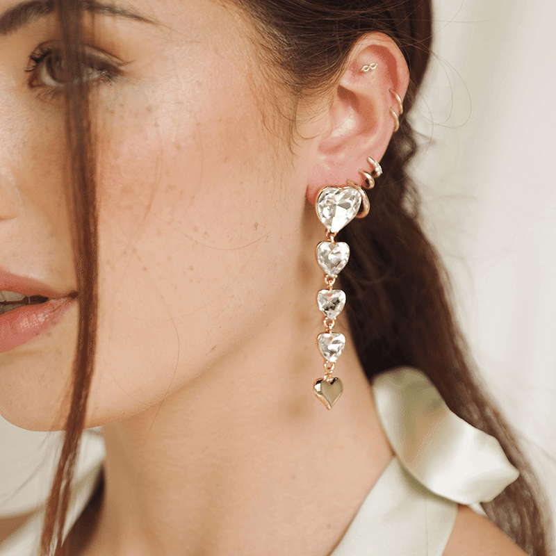 Falling Crystal Love Earrings