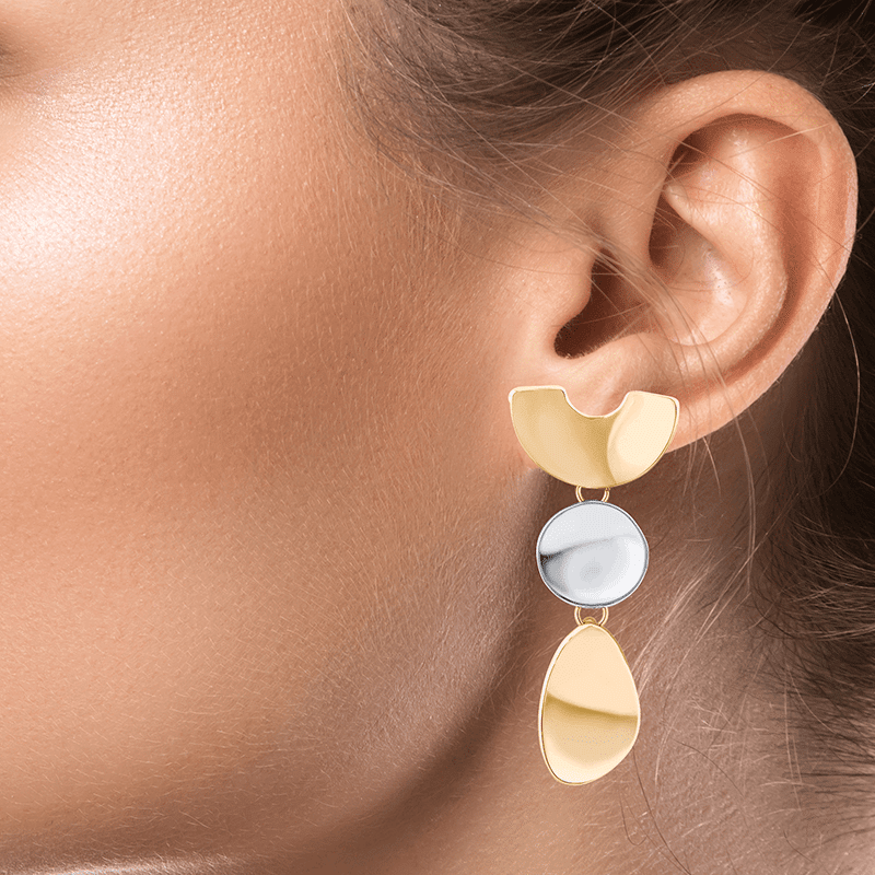 Geometric Modern 2Tone Drop Earring