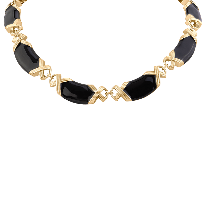 Basket-Weave Enamel Section Necklave