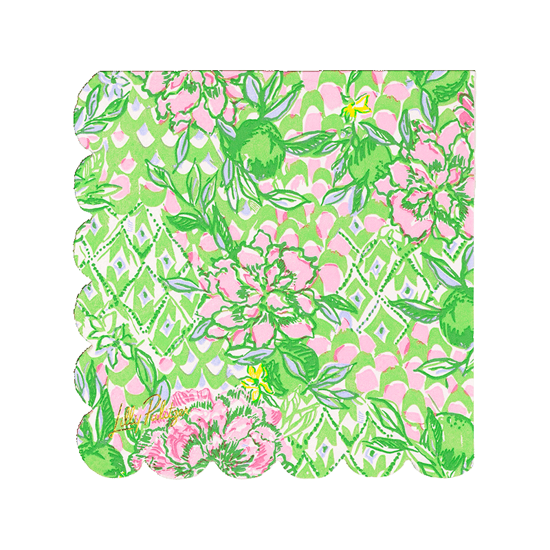 Scalloped Cocktail Napkins, Lime Feeling Good