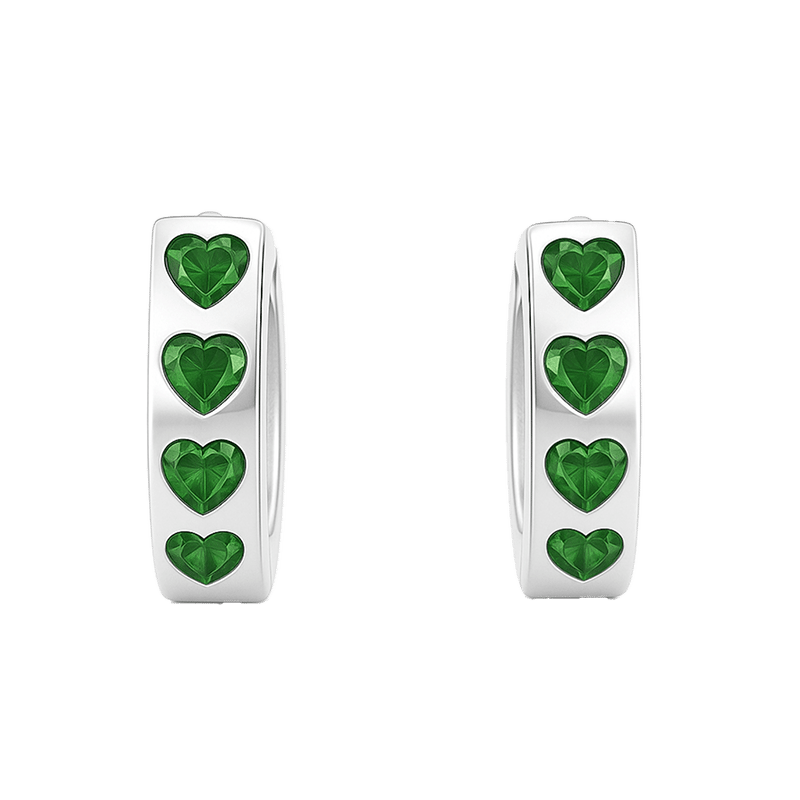 Emerald Green Heart Hoop Earrings