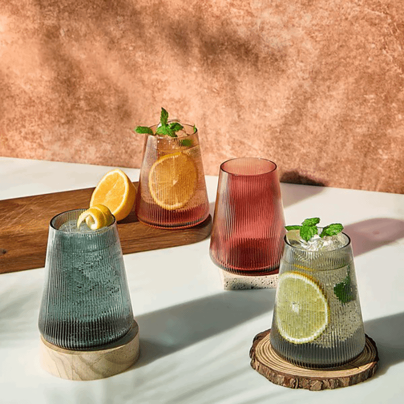 Set of 4 Tonal Stemless Wine Glasses